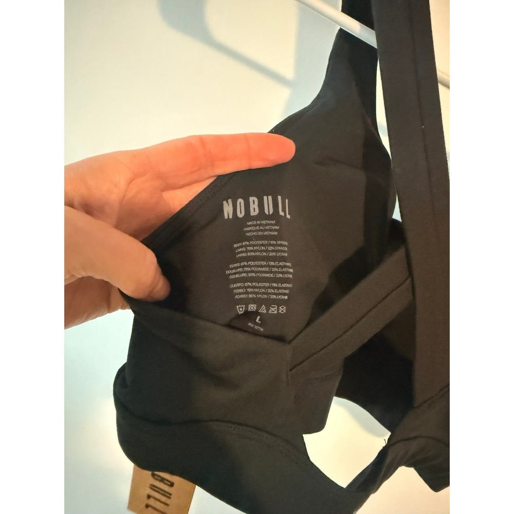 NWT NOBULL black womens padded cross back pace L sports bra athletic wear - Picture 3 of 4